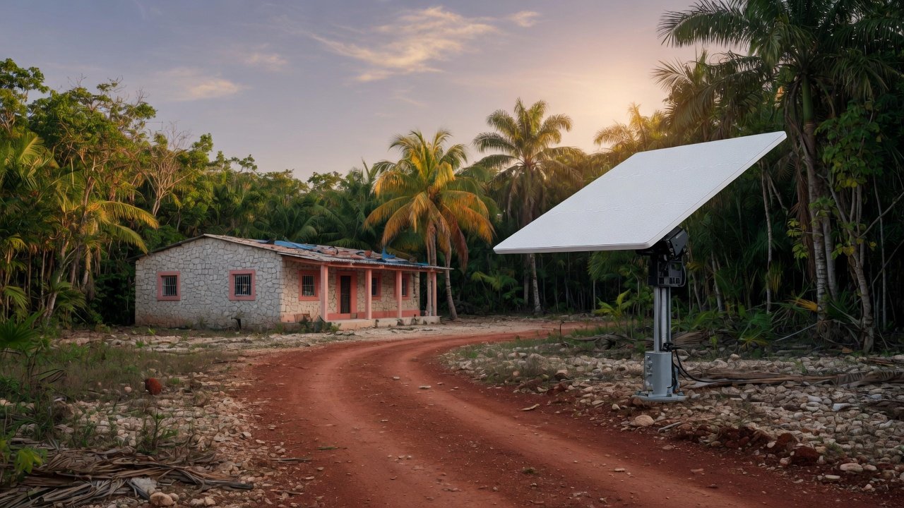 Antena Starlink en predio rural de Quintana Roo (imagen conceptual)